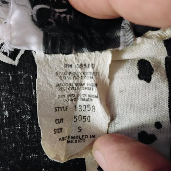 Black & White Animal Print Polyester Button Down Shirt - Picture 6 of 6